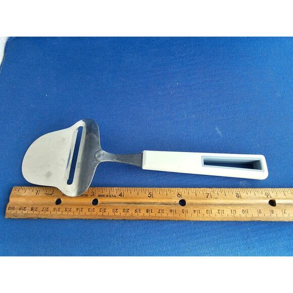 Vintage Tempo Stainless Steel Cheese Slicer/Server w/White Handle - Japan - Picture 8 of 8